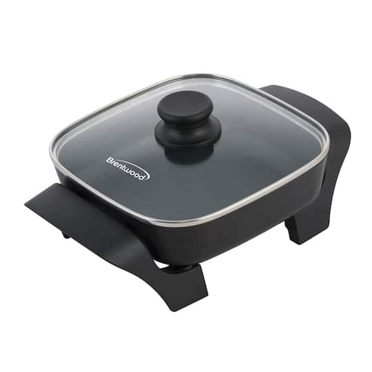 Brentwood 8" Black Nonstick Electric Skillet with Glass Lid
